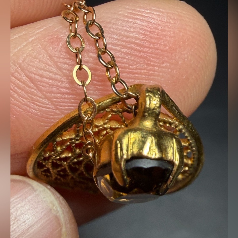 Vintage 12K Gold-Filled Filigree Necklace - Picture 3 of 15